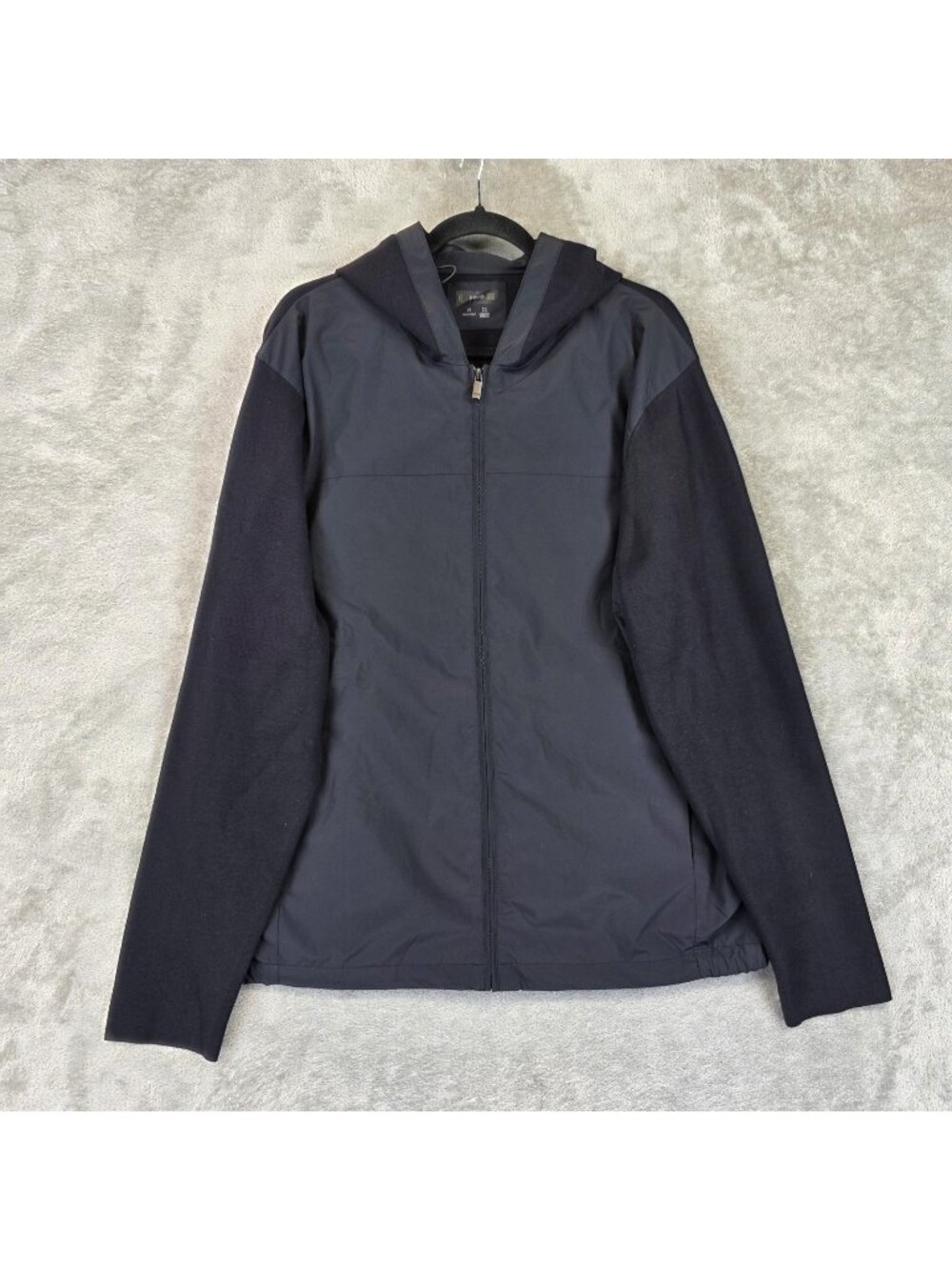 Mango Jacket Mens 2XL Black Hooded Softshell Full Zip Lightweight Windbreaker